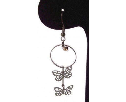 Silver Butterfly Earring Jhumka Jhumki Fashion Jewelry Drop Dangle Long EA371